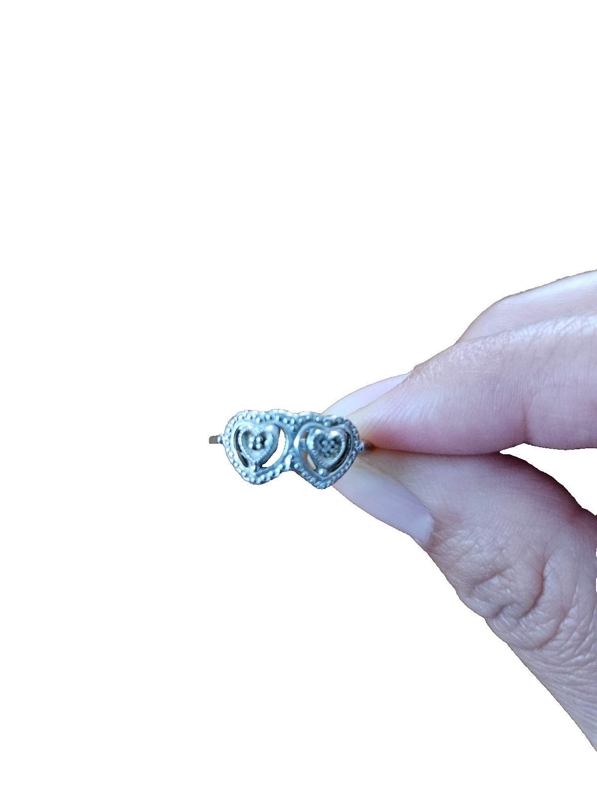 Vintage Women’s Promise Ring 2 Hearts 10K White Gold – Size 5.75