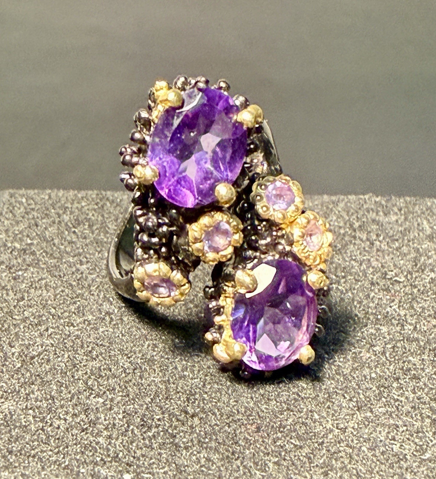 Danny Buonomo Artisan 1980s Silver 925 Amethyst Pink Sapphire Ring Sz 7.25