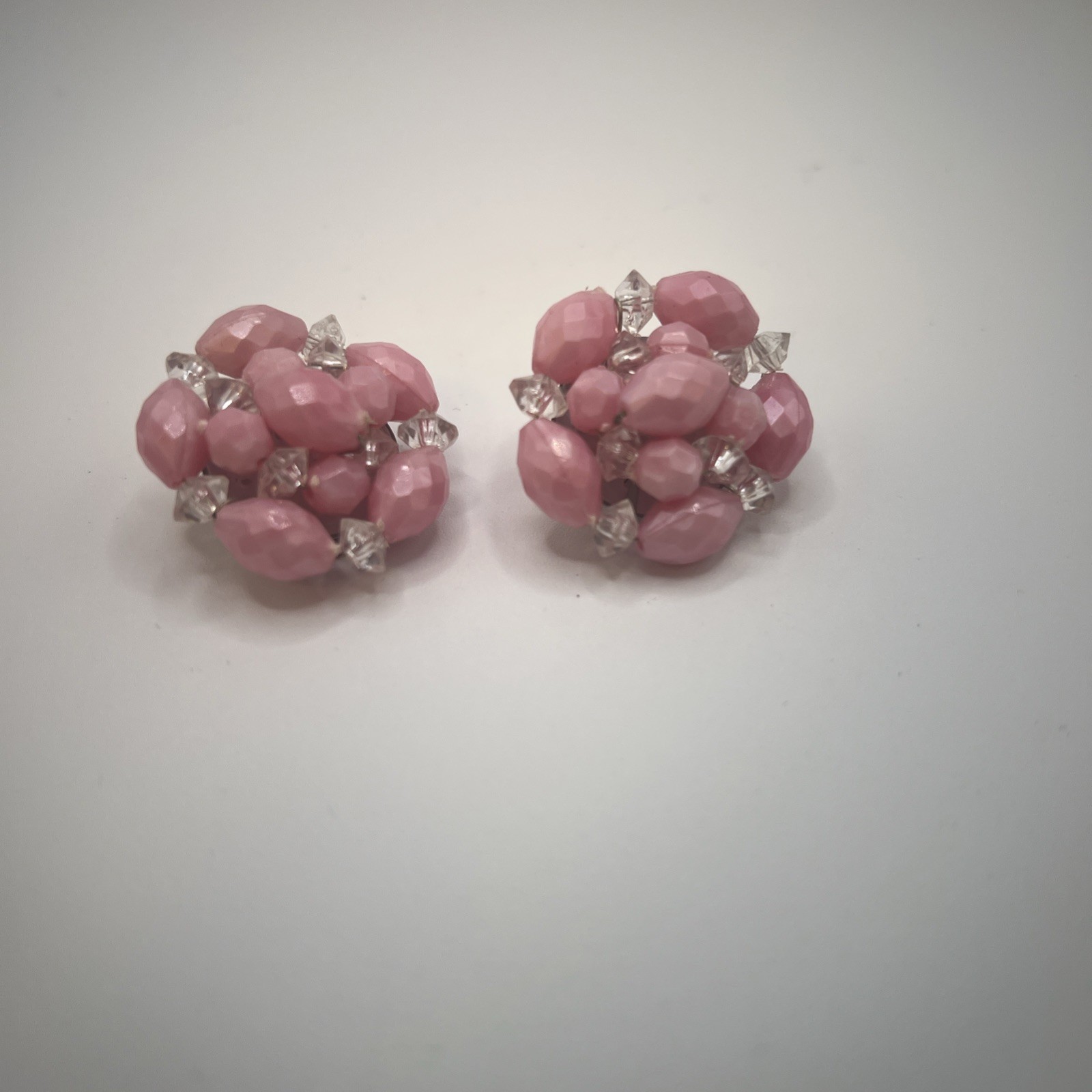 Vintage Made In Western Germany Cluster Clip On Earrings Beads, 1940-1950