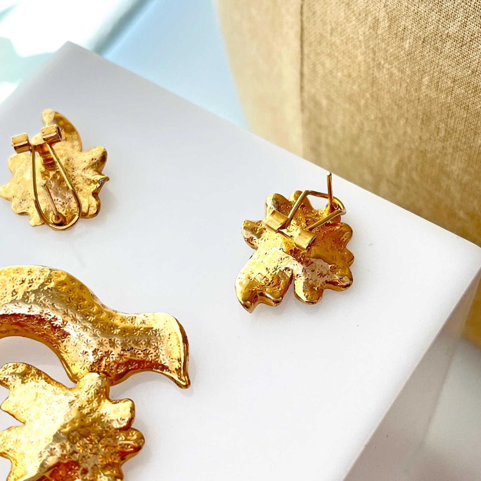 Vintage Tropical Rare Pendant Earrings Set Signed EB Estee Lauder Promo 1990s