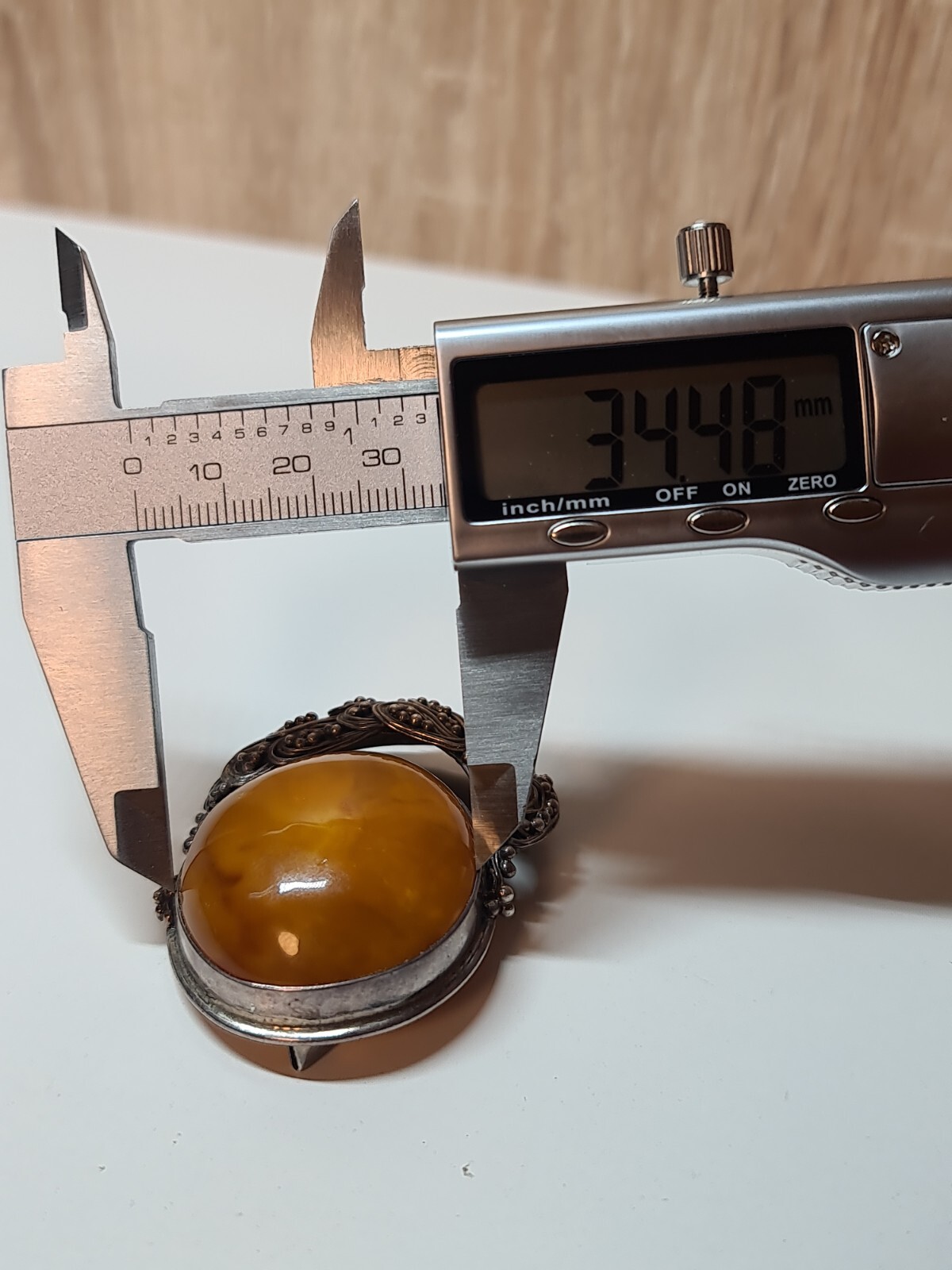 Silver brooch 900 try .with natural amber. Brooch Peacock Tail . made to order .