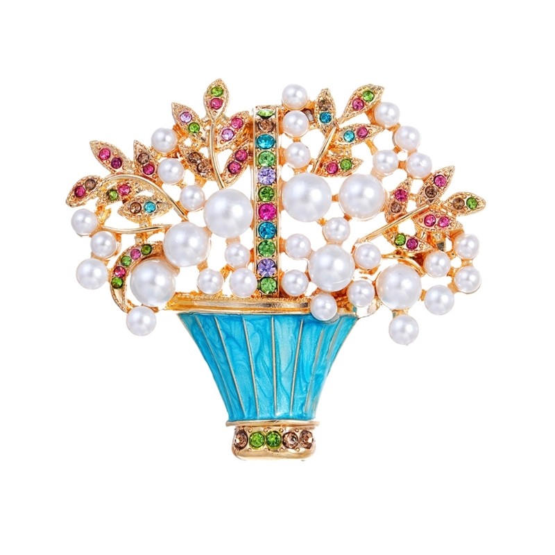 Elegant Crystals Bead Brooch Basket Designs Portable Zinc Alloy Accessory