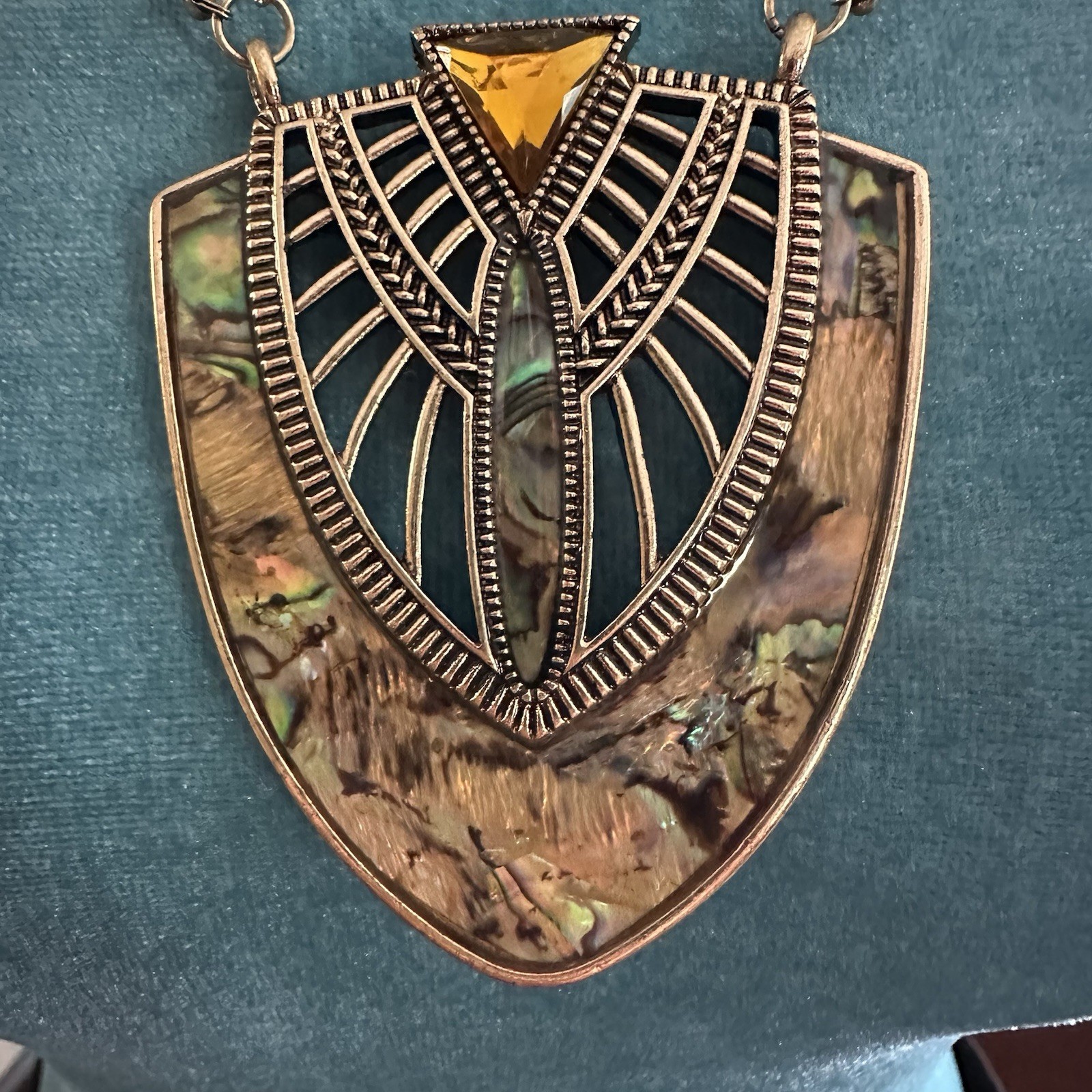 Art Nouveau Necklace Gold tone, Discontinued Art Deco revival Egyptian Scarab