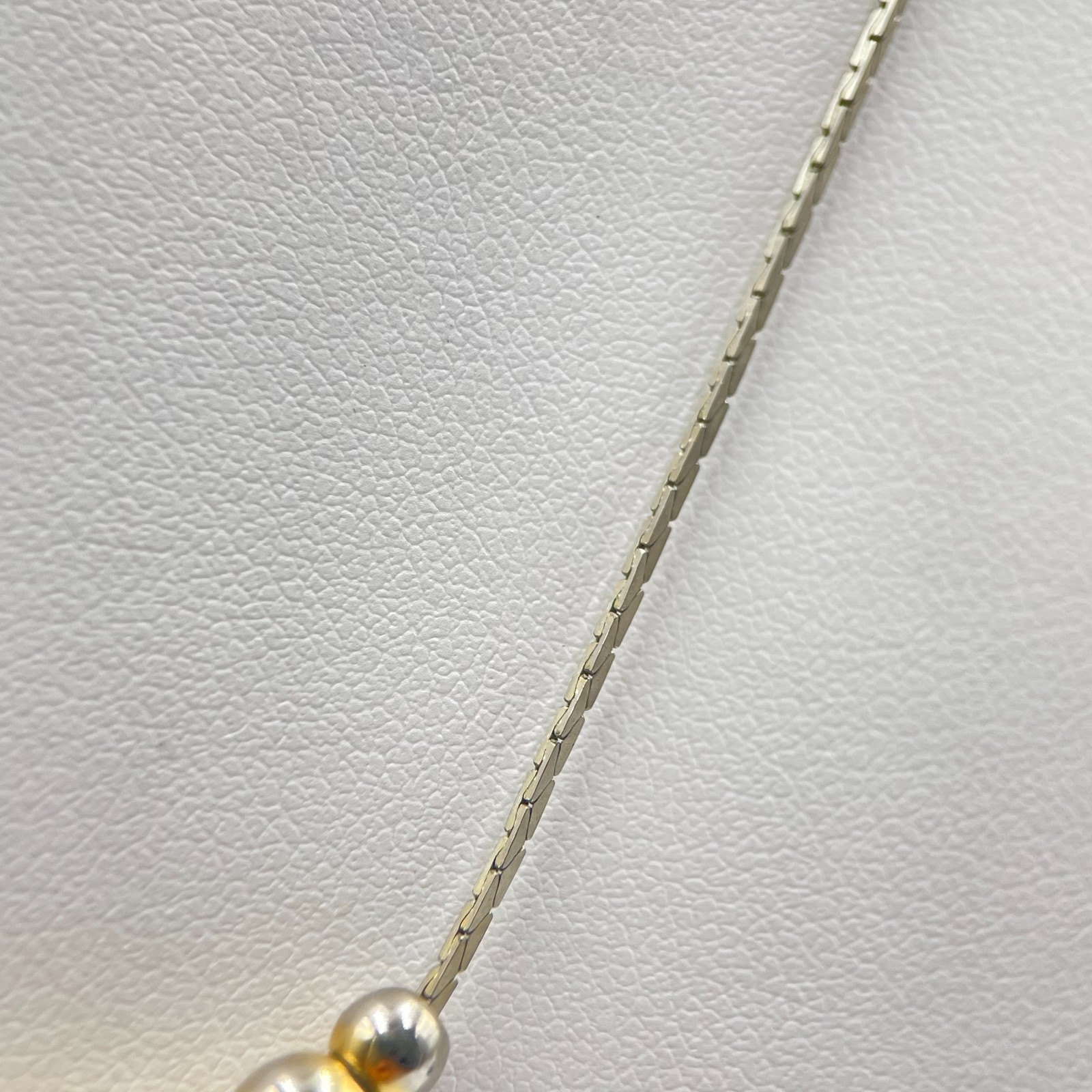 VTG Two-Tone Gold & Silver Tone Graduated Ball Bead Herringbone Chain Necklace