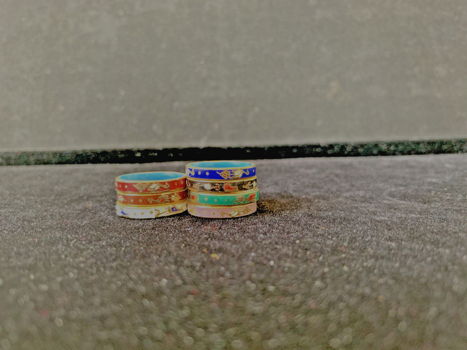 Vintage Cloisonné ring 7colors /set