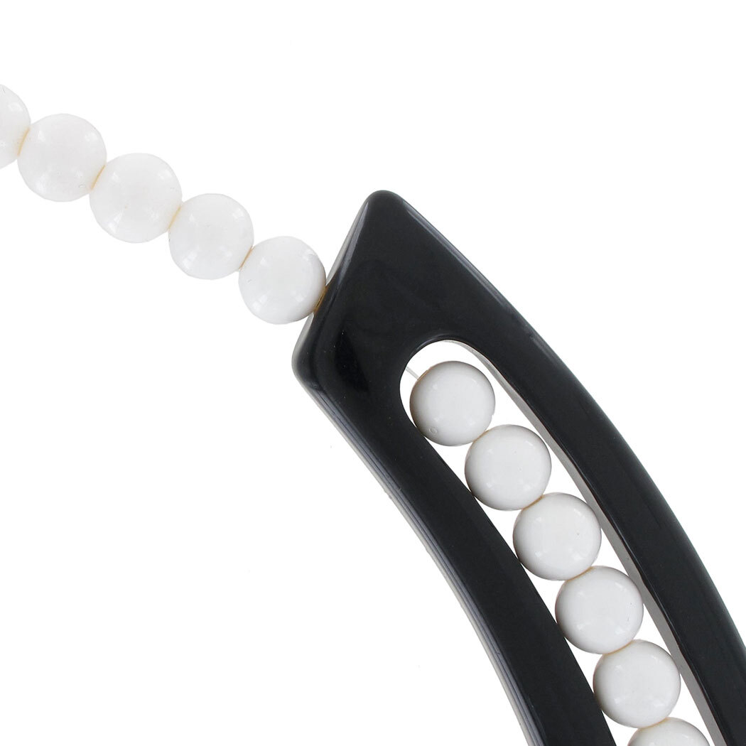 Black White Bead Lucite Geometric Earrings 1.75″ Necklace 21″ Women Jewelry Set