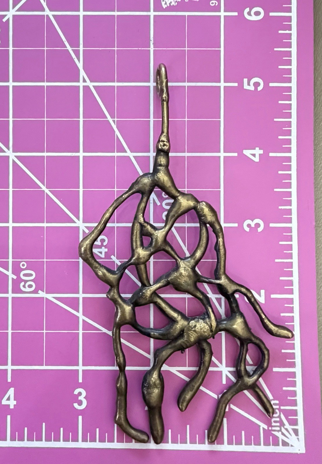 Mid Century Modern Modernist BRUTALIST Brass Bronze Abstract Pendant