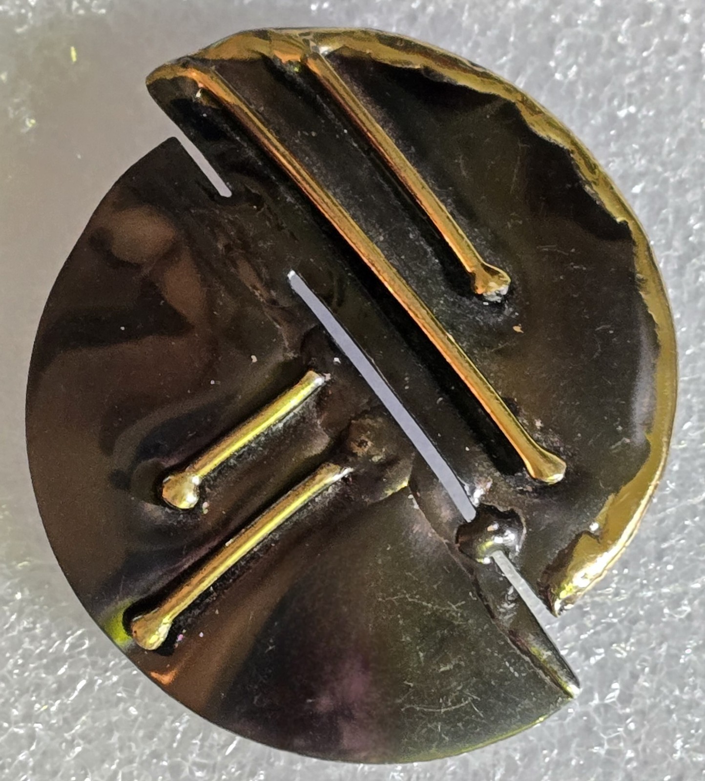Vintage African Express Artisan Made Crafted Modernist Abstract Metal Brooch