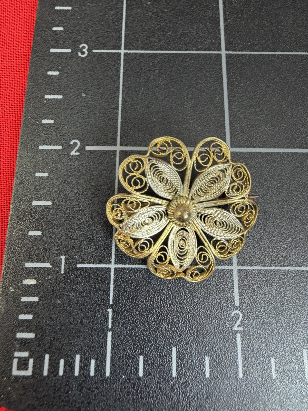 Antique Victorian Filigree Flower Brooch Pin