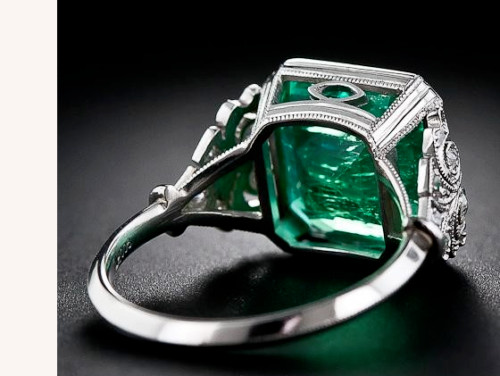 3.5Ct Art Deco Style Lab Created Emerald Engagement Anniversary 925 Silver Ring