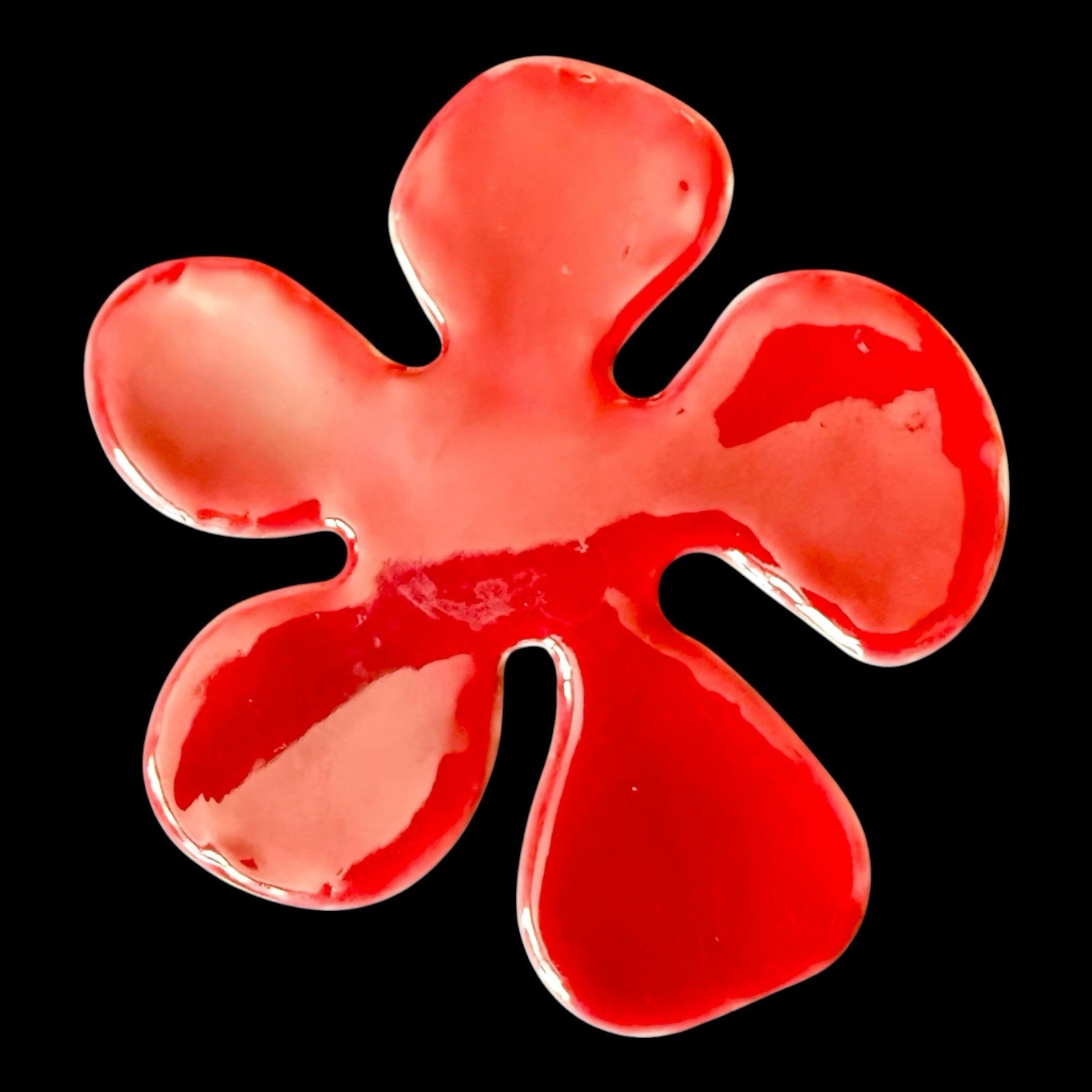 Enamel Flower Brooch Pilgrim Red Pop Art Abstract Flower Pin Vintage Denmark