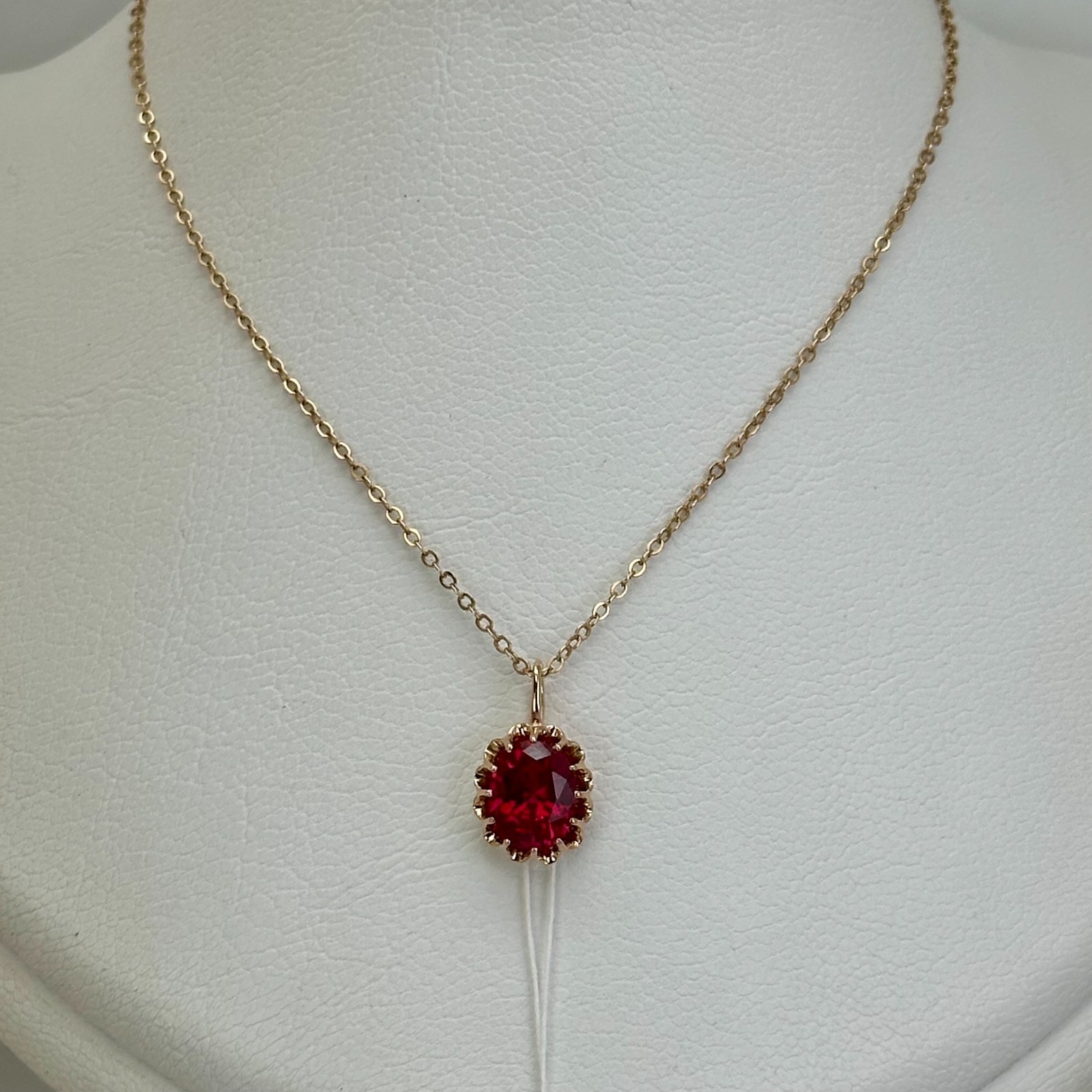 USSR Vintage Original Rose Gold Ruby (lab. made) Pendant 583 14K 2,12 g. Ukraine