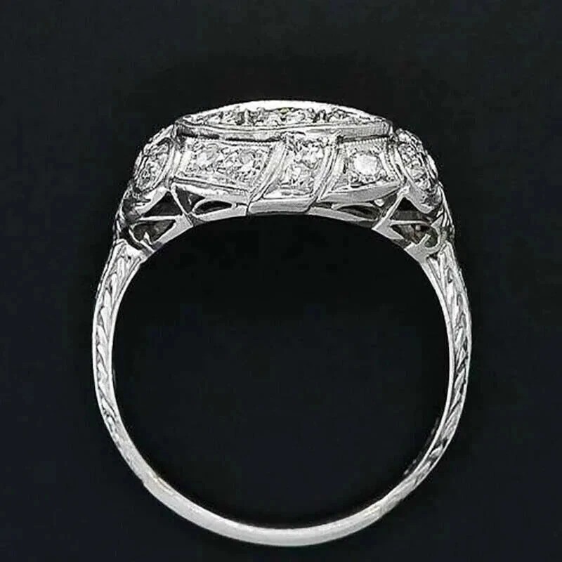 Art Deco Style 3.25Ct Lab Created Diamond Anniversary 14K White Gold Finish Ring