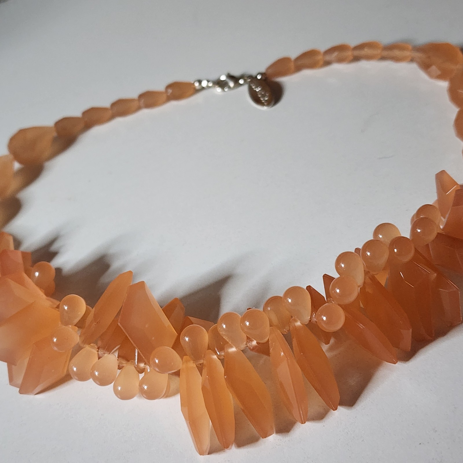 Signed mark. Orange Faux Crystals Necklace Estate Statement Beads