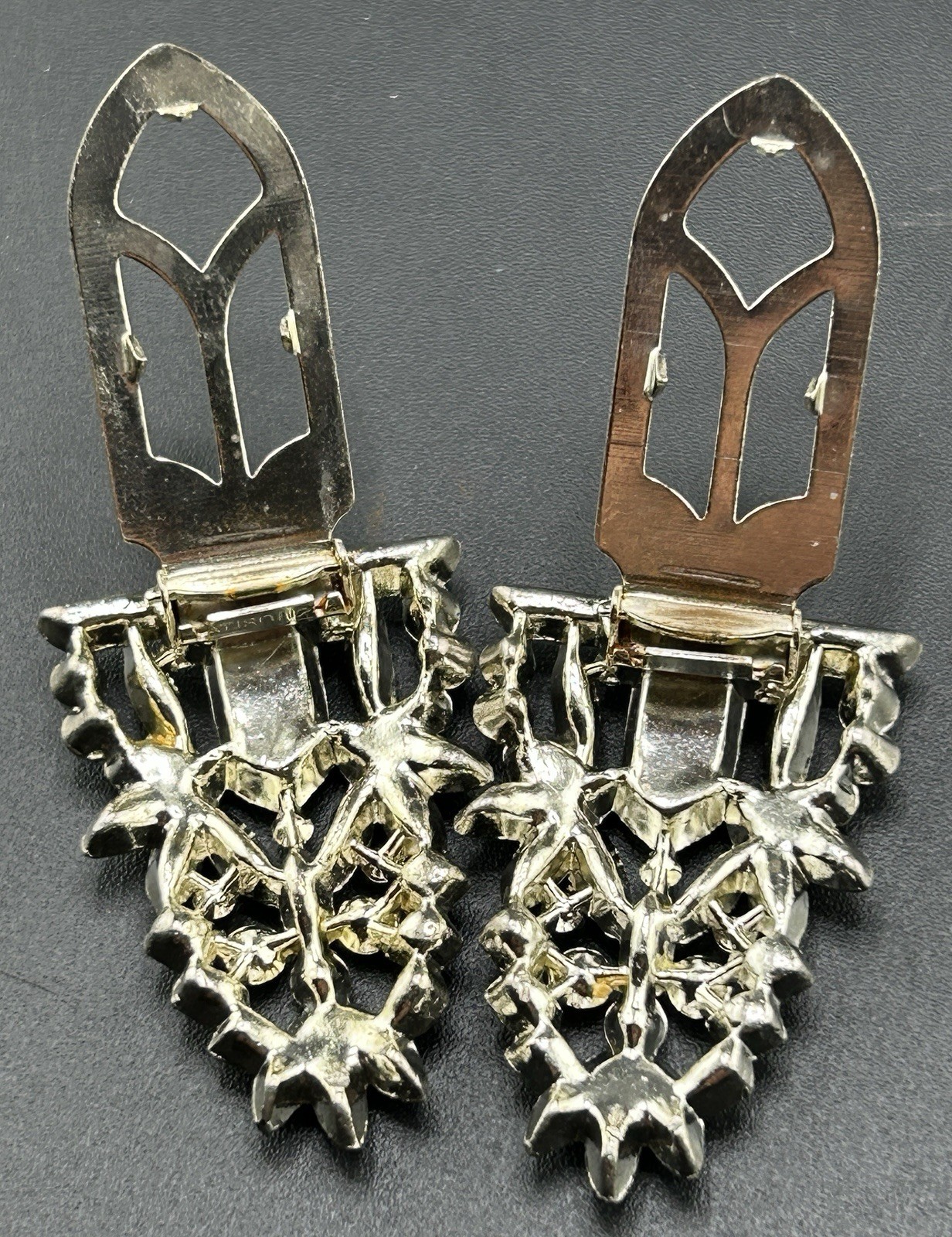 Pat Pend AT180112 Clear Rhinestones Duette Brooch Dress Clips (Missing Stones)