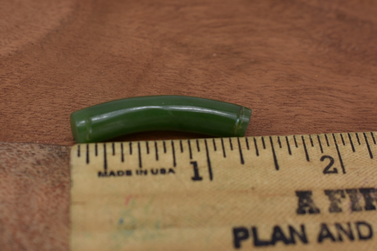 Vintage curved Jade tube beads or pendants Italian horn charms? solid no holes