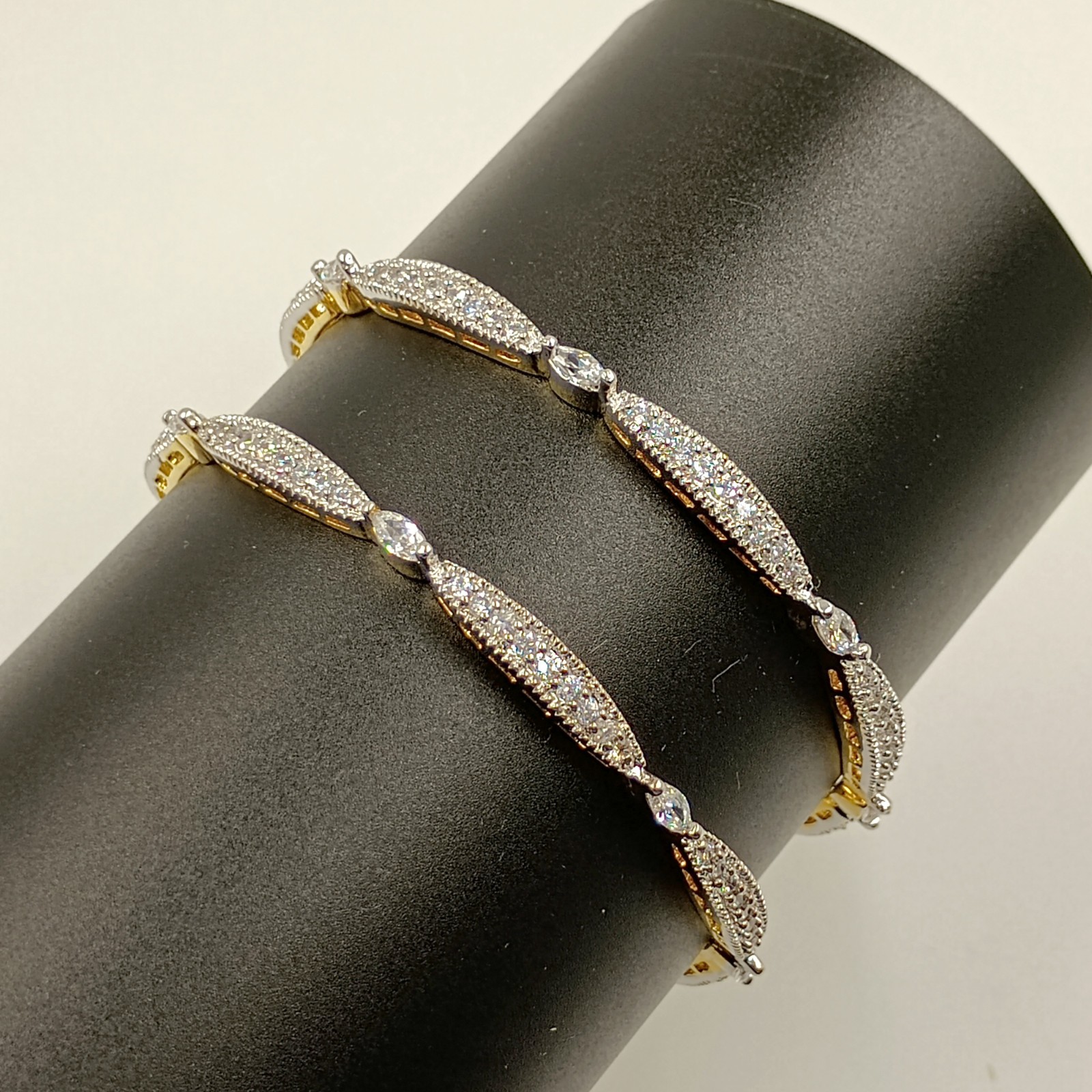 Handmade South Indian CZ Bangle Set 22K Gold Plated Bridal Wedding Jewelry Sets