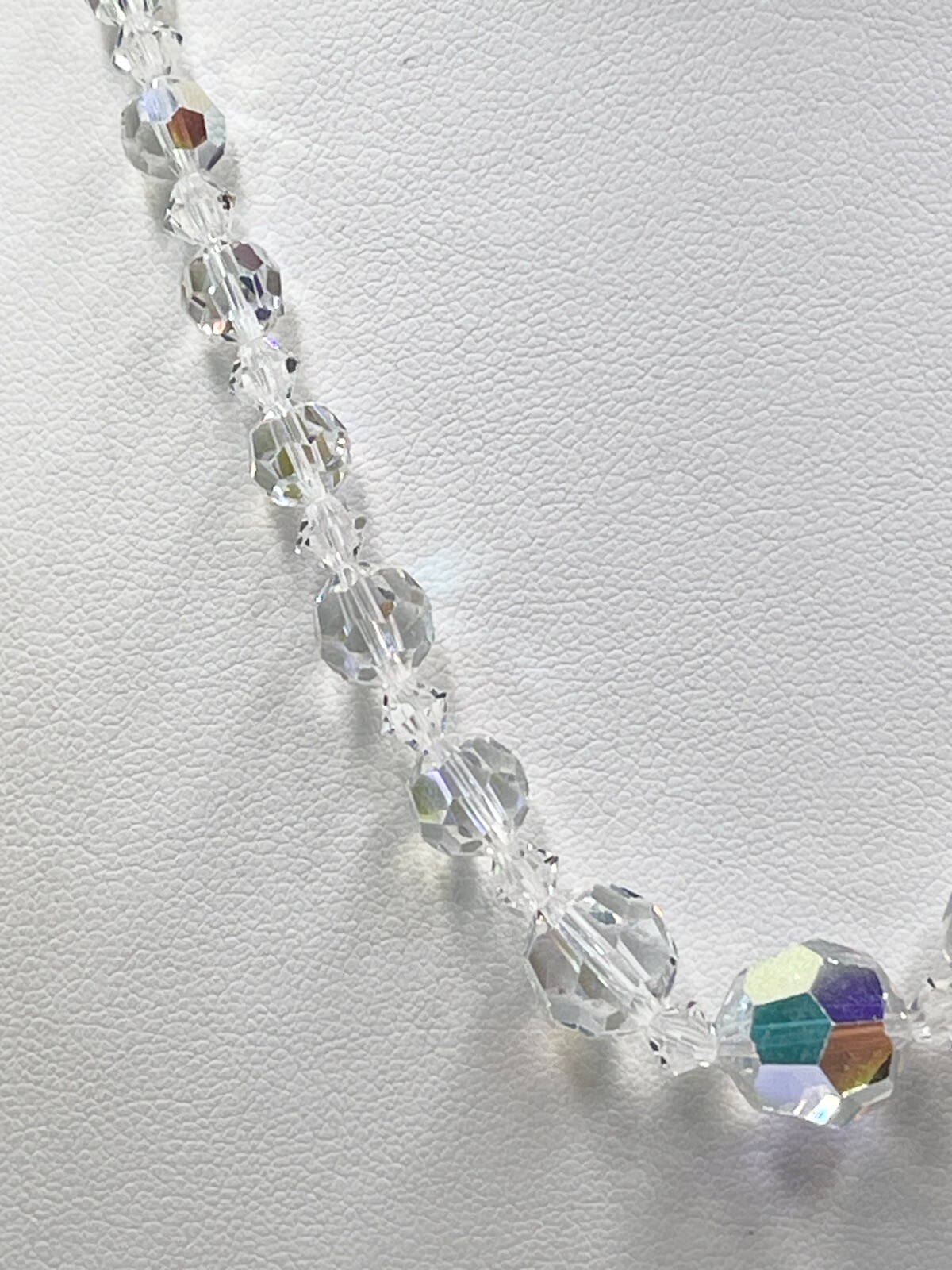 Vintage Necklace Crystal Aurora Borealis Single Strand 14 inch