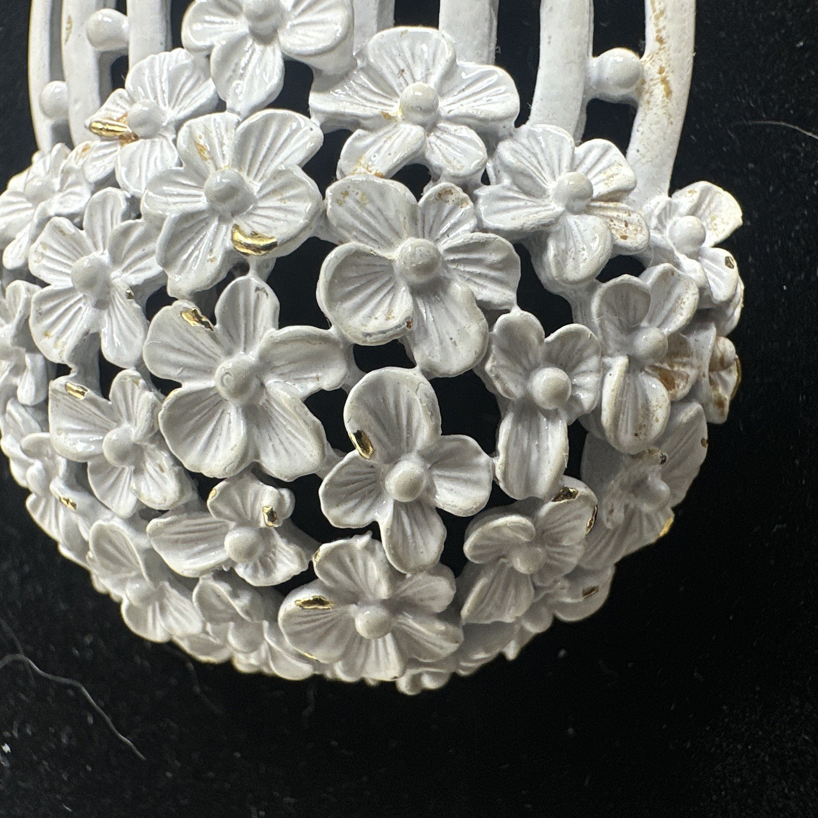 Vintage MONET white Enamel basket of flowers pendant, 26” Long Chain MCM
