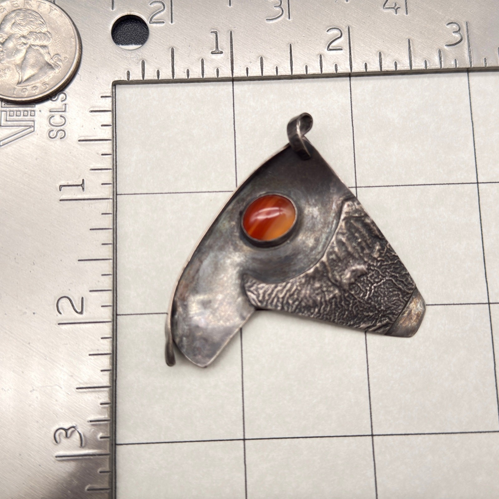 Vintage Brutalist Abstract Agate Silver Pendant