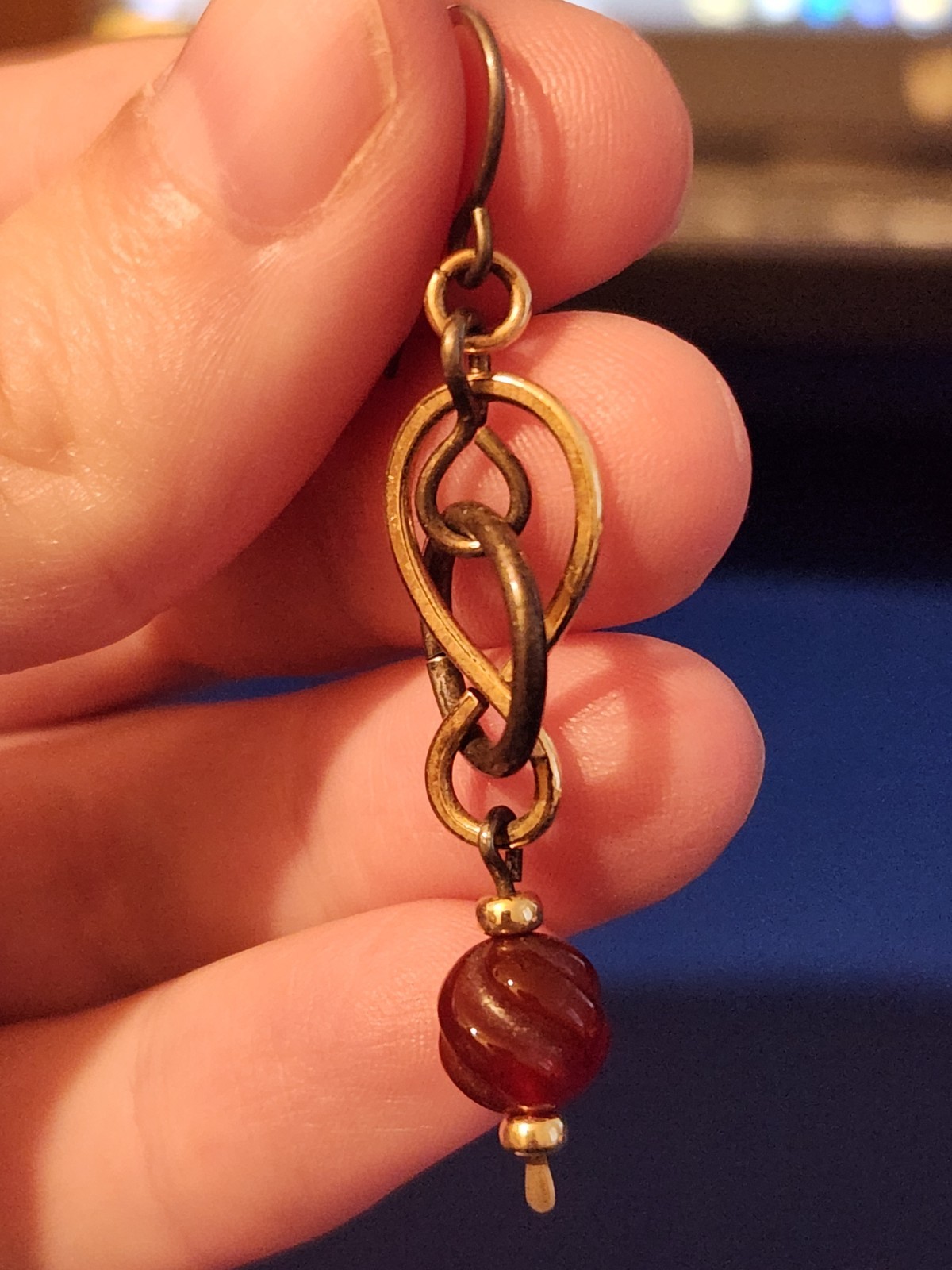 Sterling Silver Brown Stone Dangle Earrings
