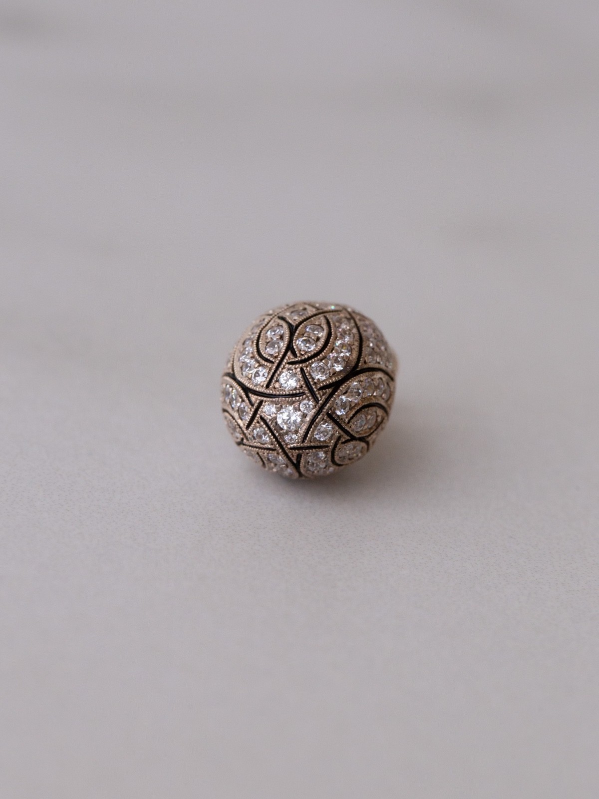 Vintage Soviet Era c.1990 Fully Pavé Enamel Egg Pendant 18k 750 Gold 960 Silver