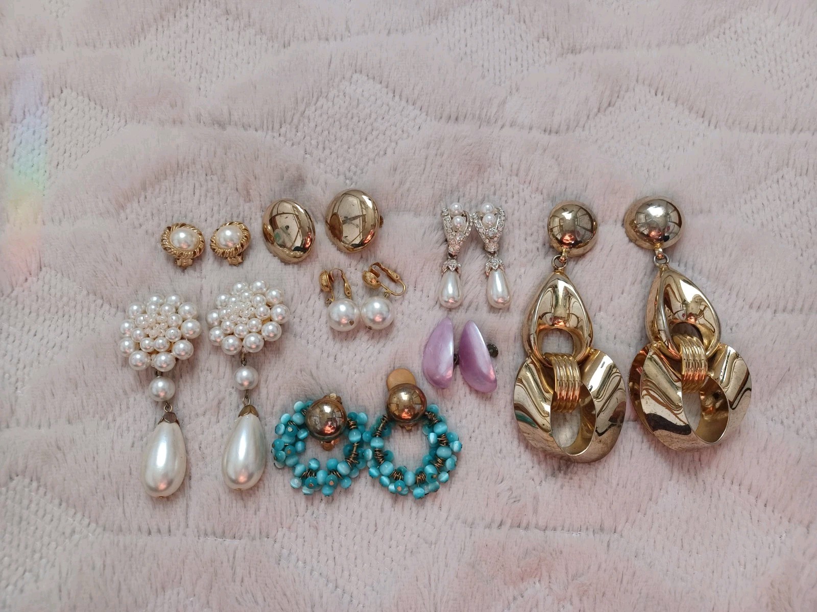 Lot Of 8 Pairs Vintage Retro & Modern Clip On Earrings 70s 80s 90s To Now