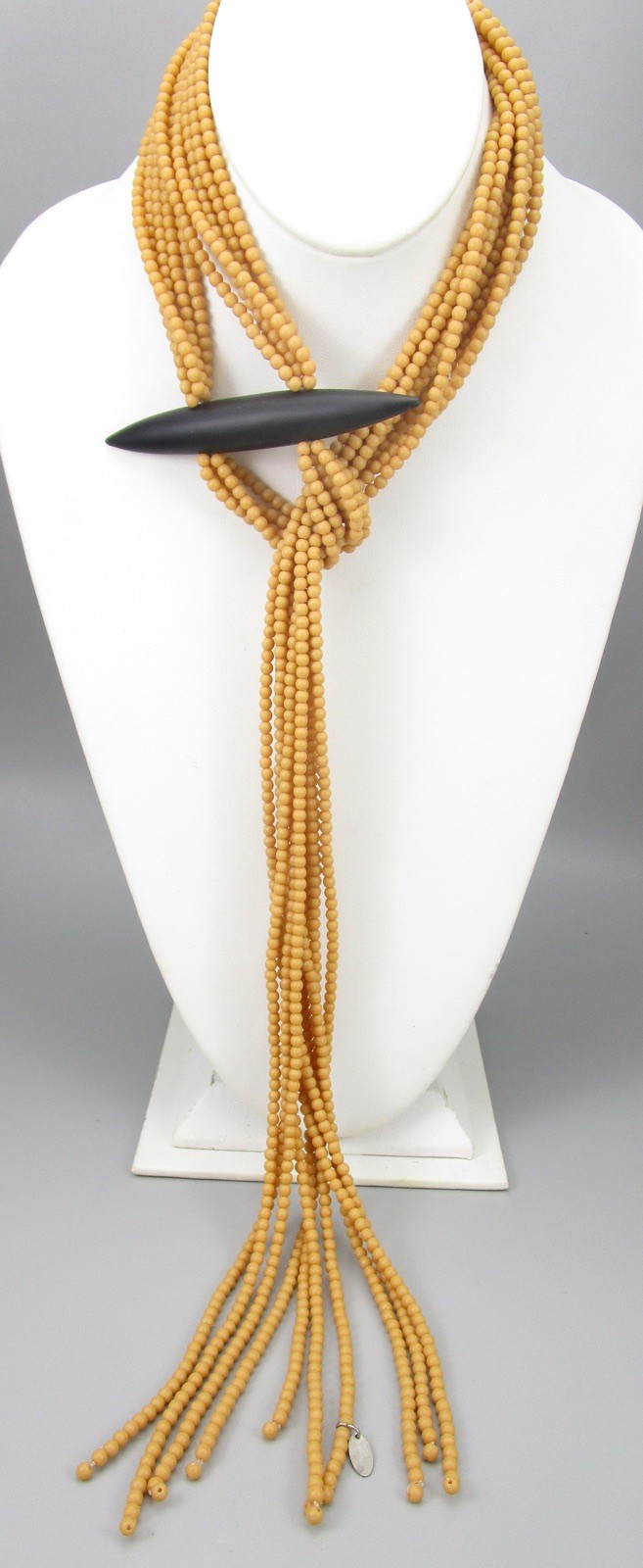 UNUSUAL MARINA & SUSANNA SENT MURANO TAN & BLACK GLASS BEAD NECKLACE NWOT