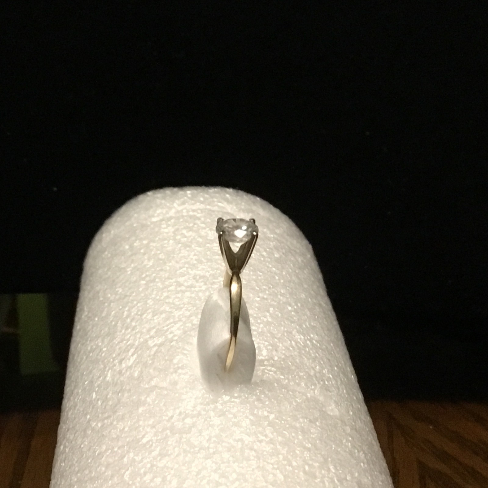 14K Gold Round Cut Solitaire CZ Dainty yet impressive Engagement/ Promise Ring