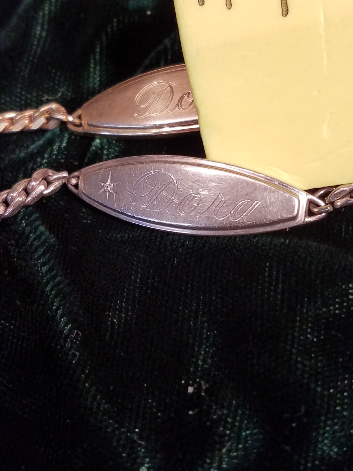Lot Of 2 Identity Bracelet Speidel Diamond Accent Engraved ID Chain