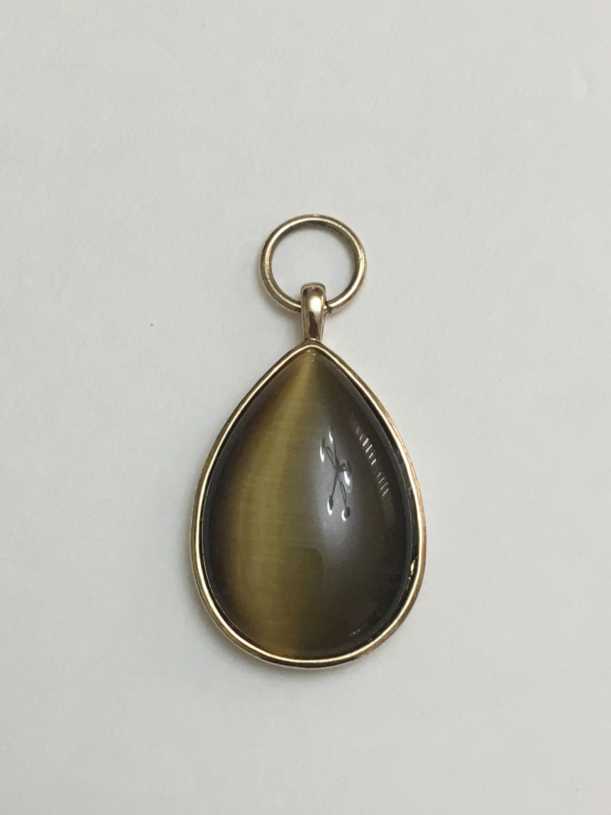Tiger Eye Stone Pendant With Gold Tone