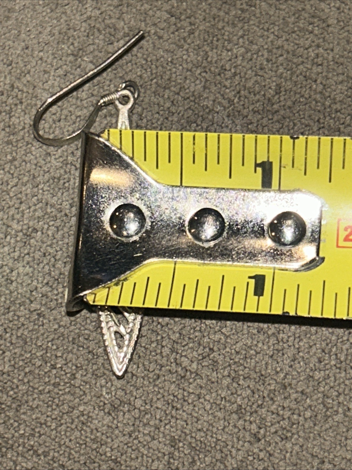 Vtg Sterling Silver Artisan Made Elongated Teardrop Openwork Dangle Earrings