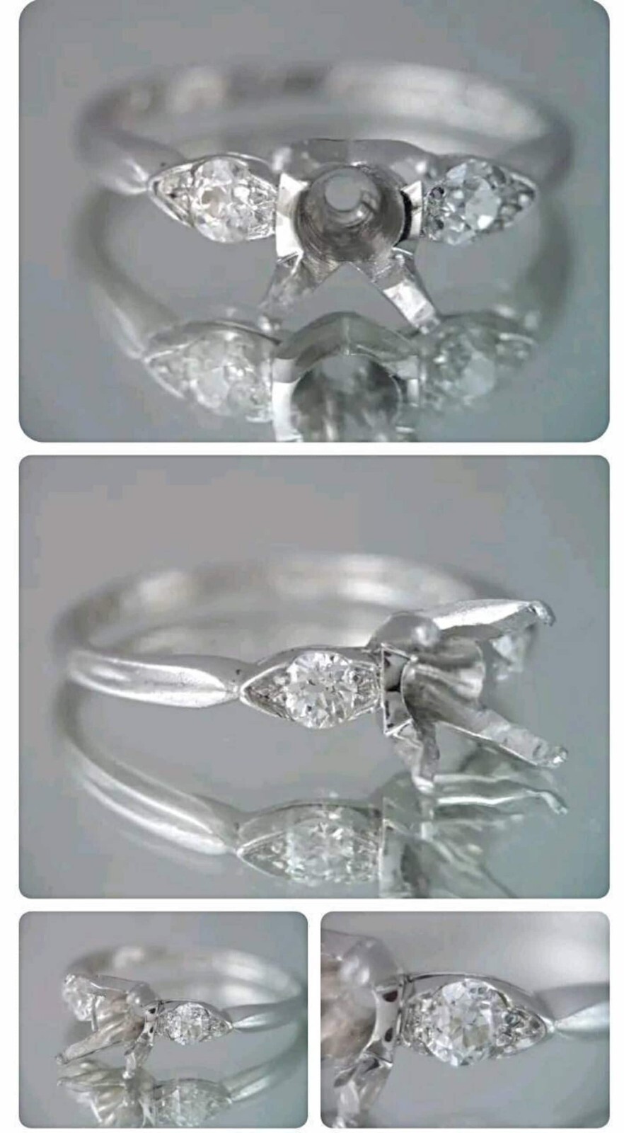 Victorian Platinum Diamond Semi Set Ring Setting 0.30cttw 1837-1901