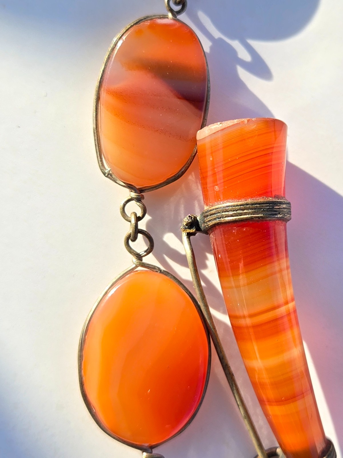 Antique Carnelian Agate Brooch Vintage Link Bracelet Lot 2 Beautiful Pieces