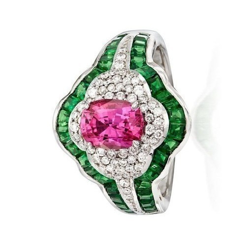 3.12Ct Art Deco Style Lab Created Diamond Emerald Wedding 14K White Gold FN Ring