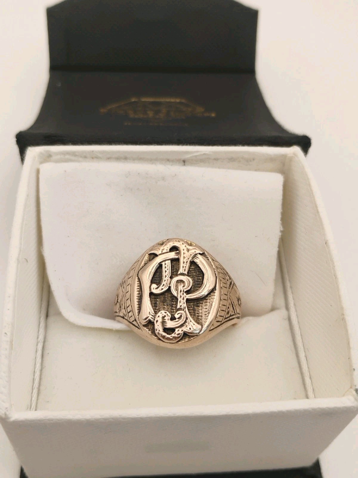 ANTIQUE VICTORIAN 10K Yellow Gold Oval Signet Ring Monogram Size 10