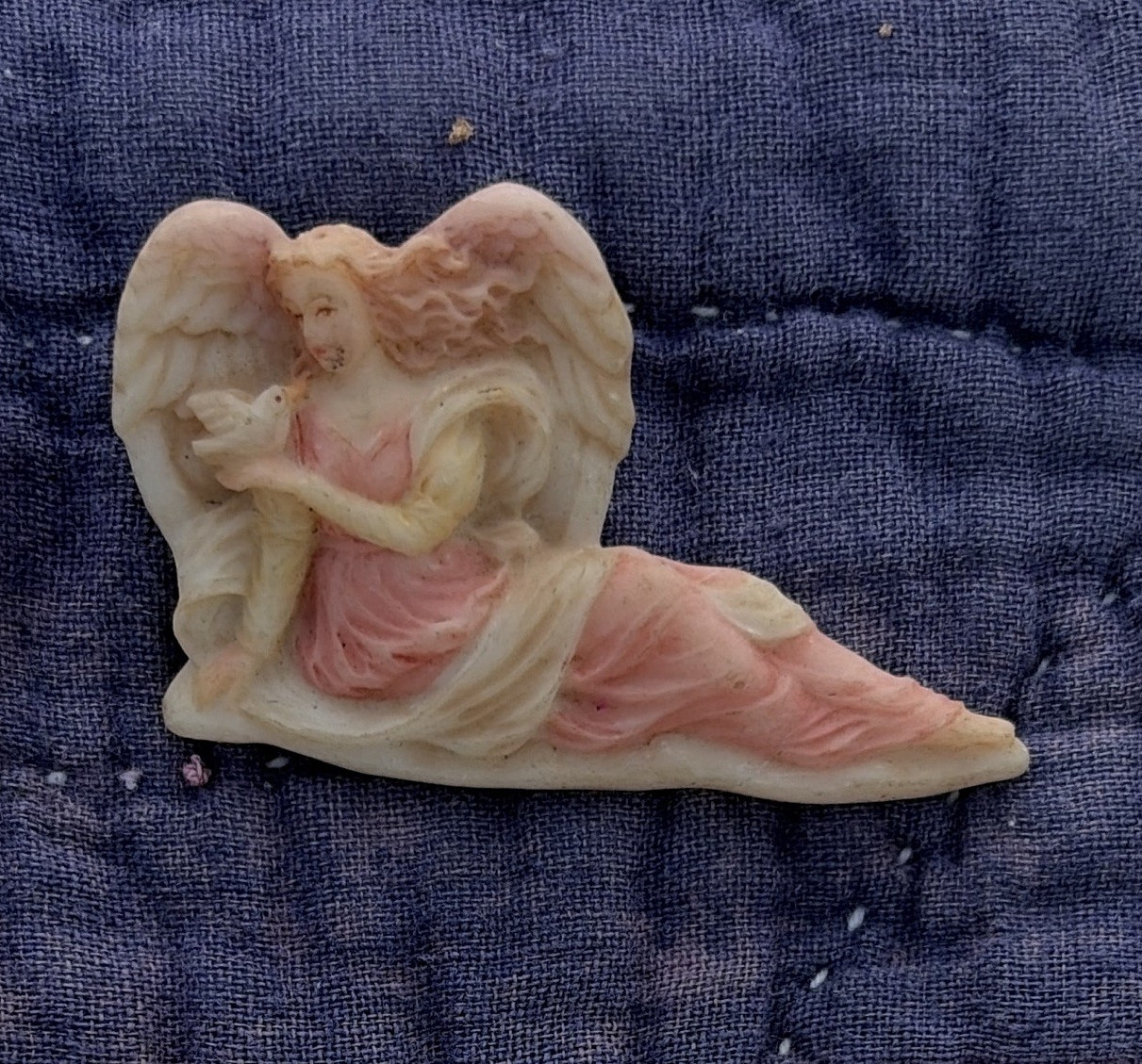 Roman Signed Vintage Multicolor Angel & Child Brooch Pin, 1990s (1996)