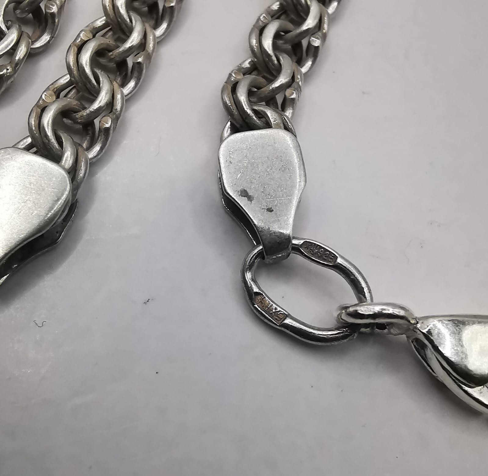 Vintage Sterling Silver 925 Signed Chain Necklace, 20.67g, 24.41″ Adult Unisex
