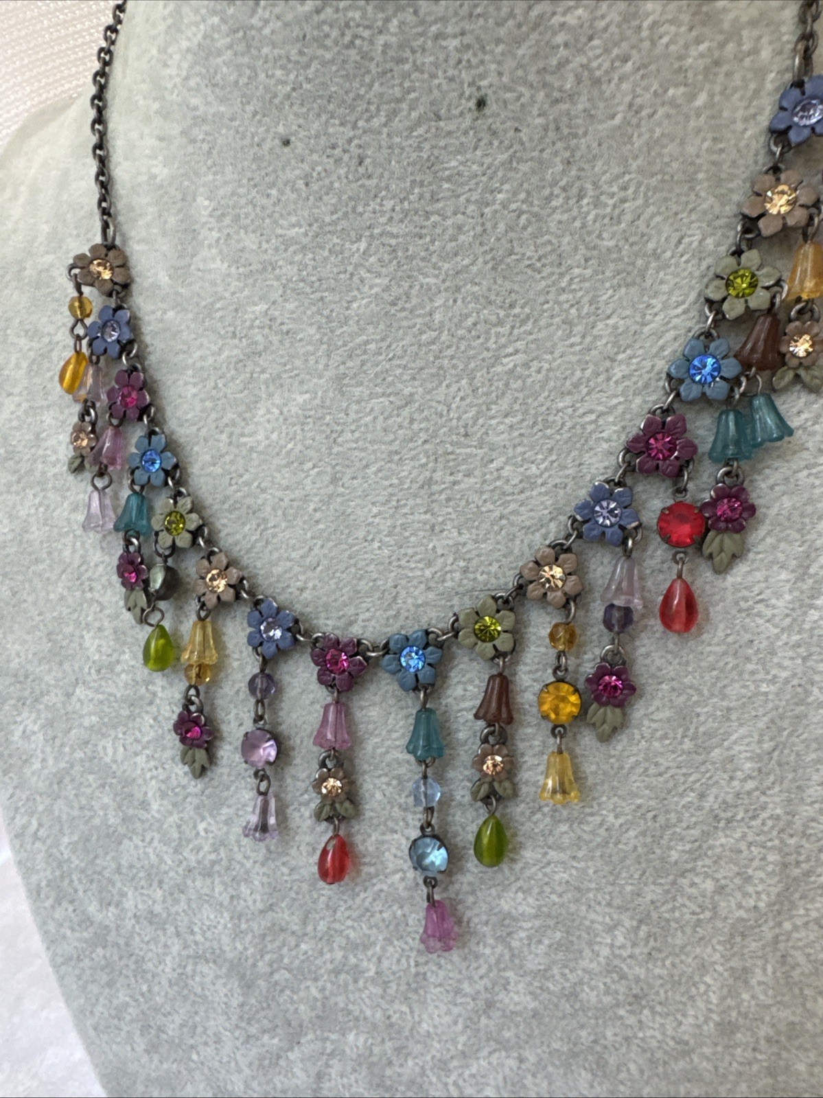 RARE Victorian Revival flower necklace colorful Modernist Jewelry y2k boho fairy