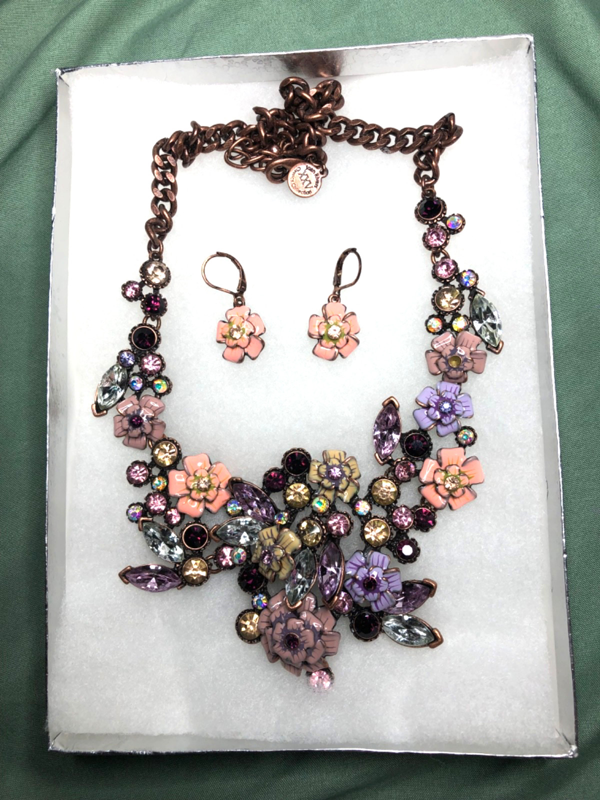 Joan Rivers XXV Classics Collection Necklace Earring Set Enamel Rhinestones