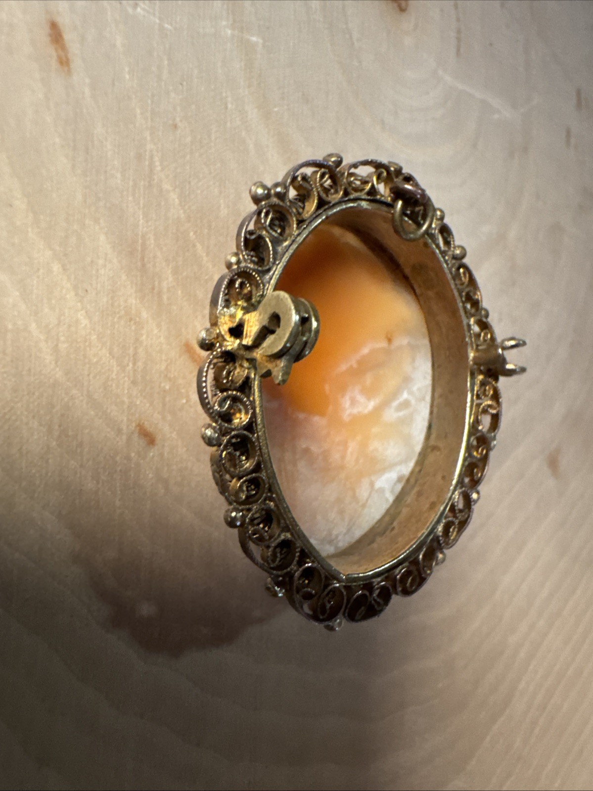 Vintage Carved Shell Cameo Brooch Pendant Beautiful #27￼