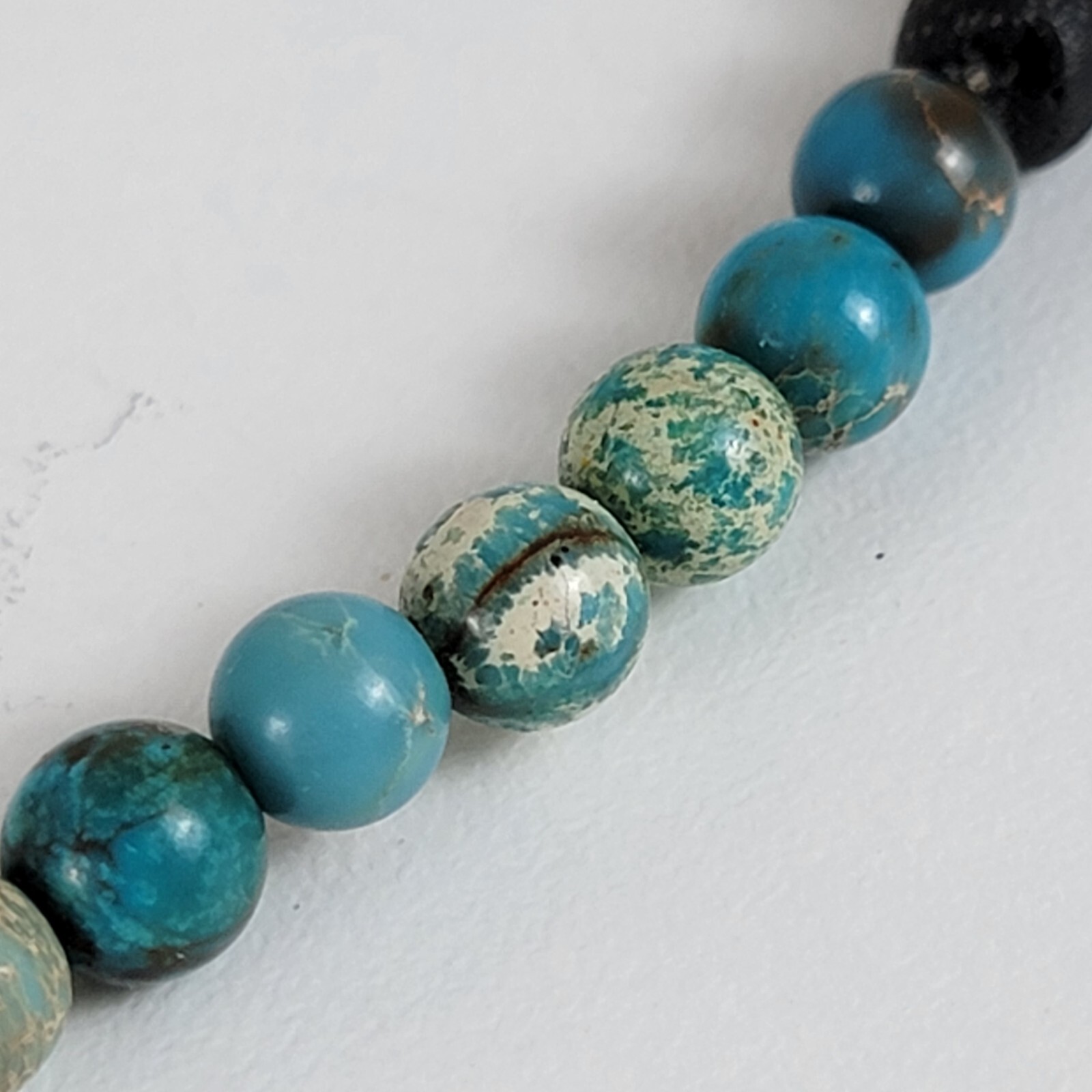 Vintage Multicolor Gemstone Beaded Stretch Necklace 21 In Bohemian Surfer