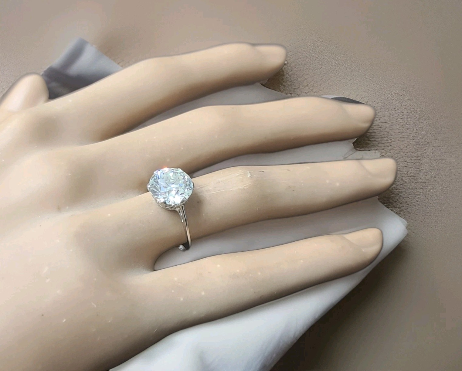 Vintage Platinum Engagement Ring 3.34CT. Natural Old Euro Cut Round Diamond