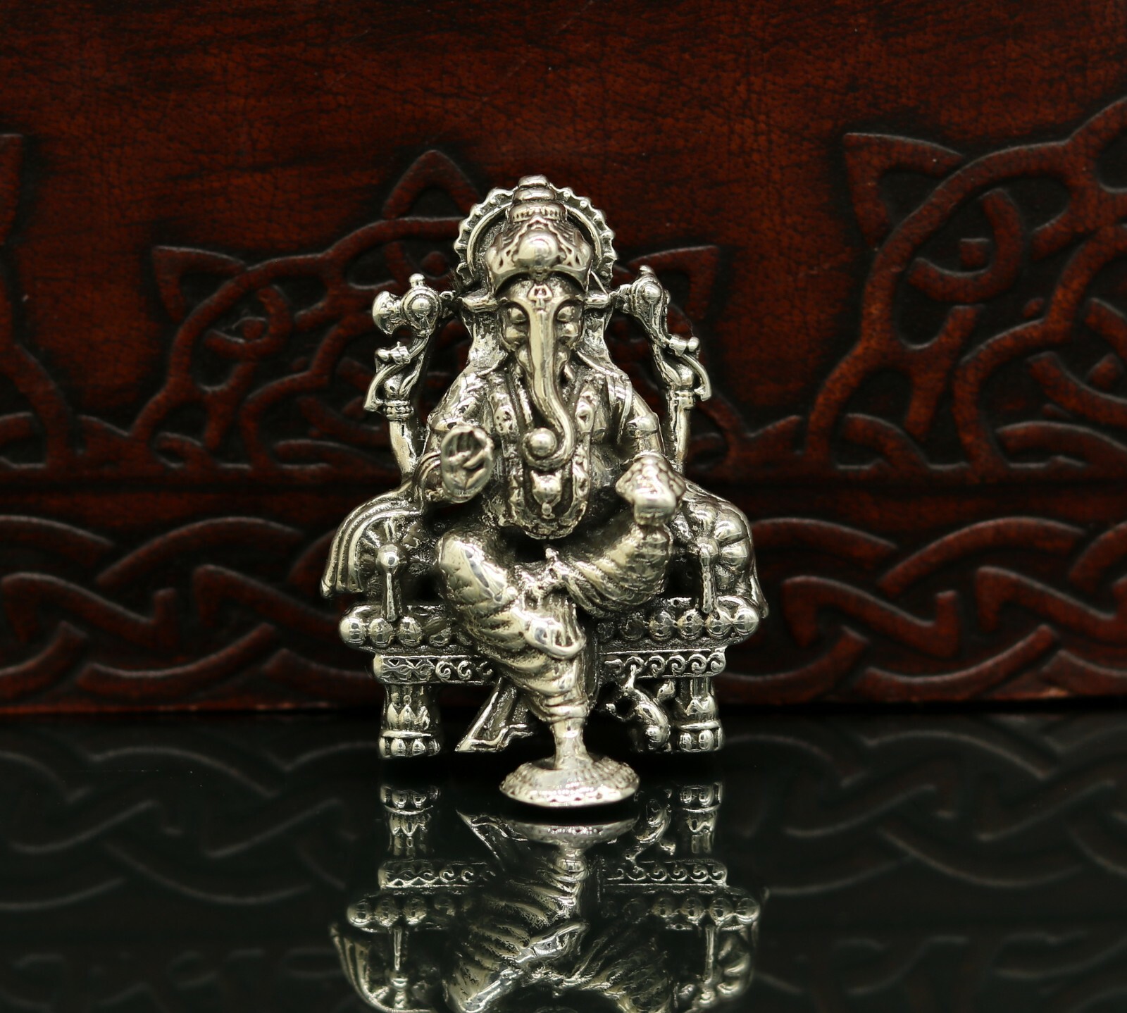 925 sterling silver Lord Ganesha statue, figurine, puja article home temple su02