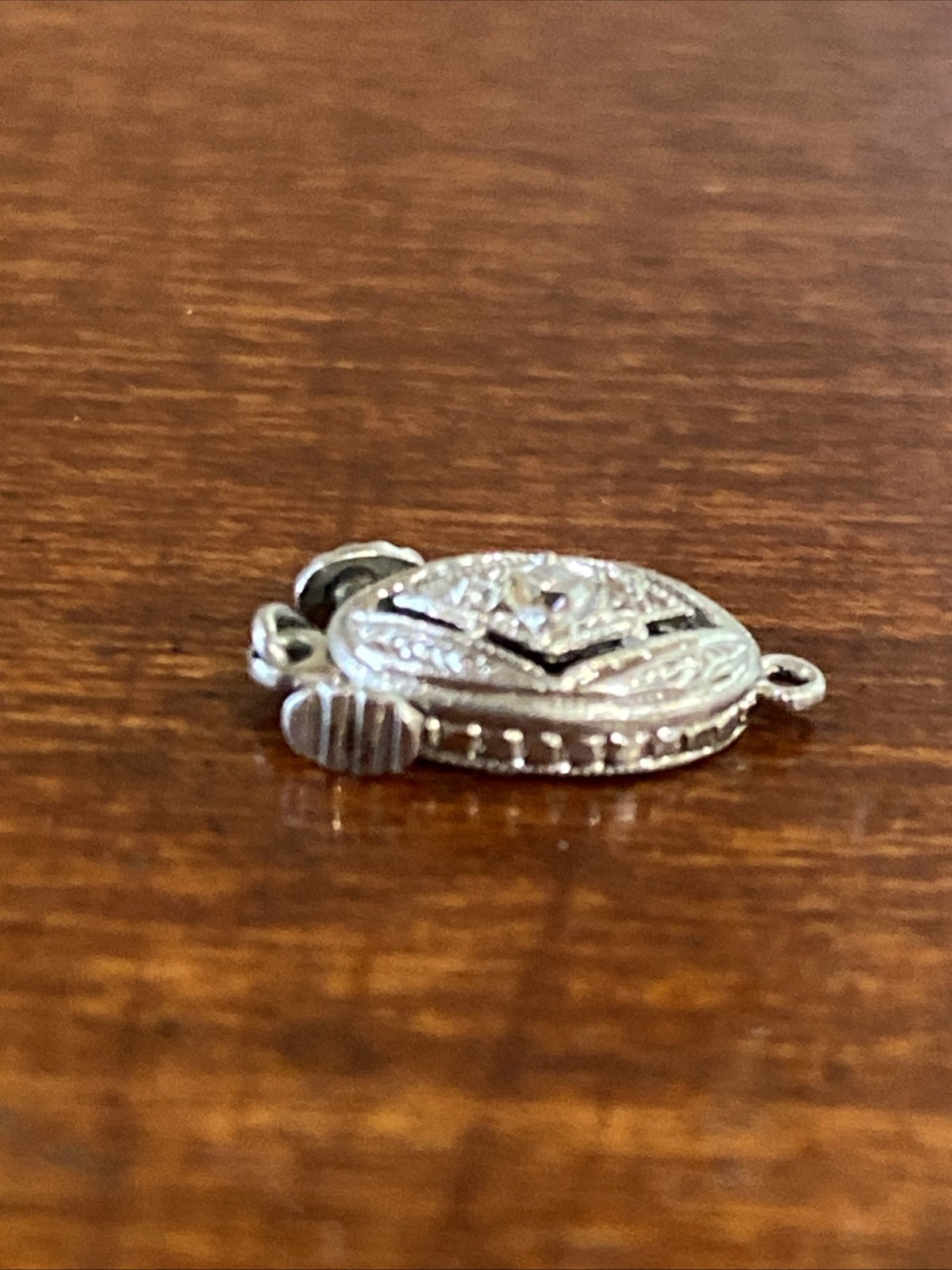 Art Deco Clasp White Gold Diamond Engraved Open Push Box Jewelry Finding