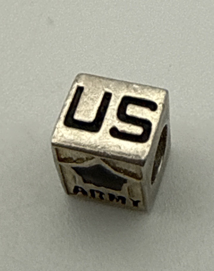 Sterling Silver 925 US Army Cube Bracelet Charm JJ14