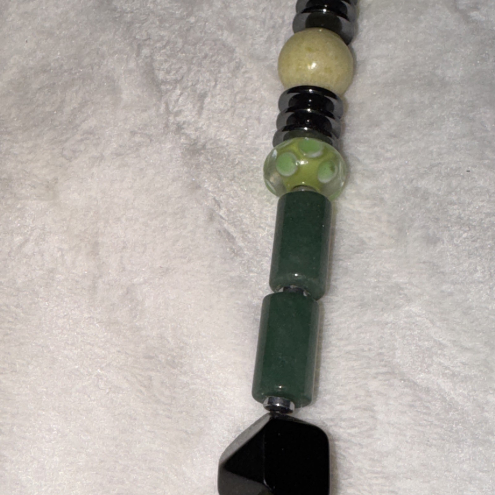 Vintage Handmade Multi Gemstone Including Jade And Black Onyx Necklace