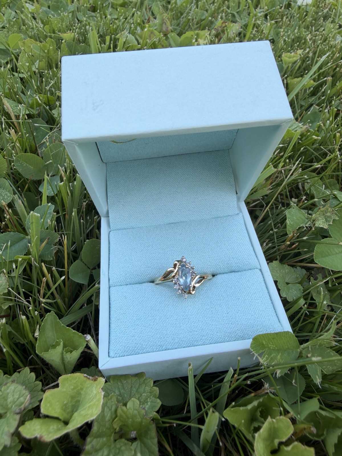 Vintage 14k Gold Ring With Aquamarine Stone Size 6.5
