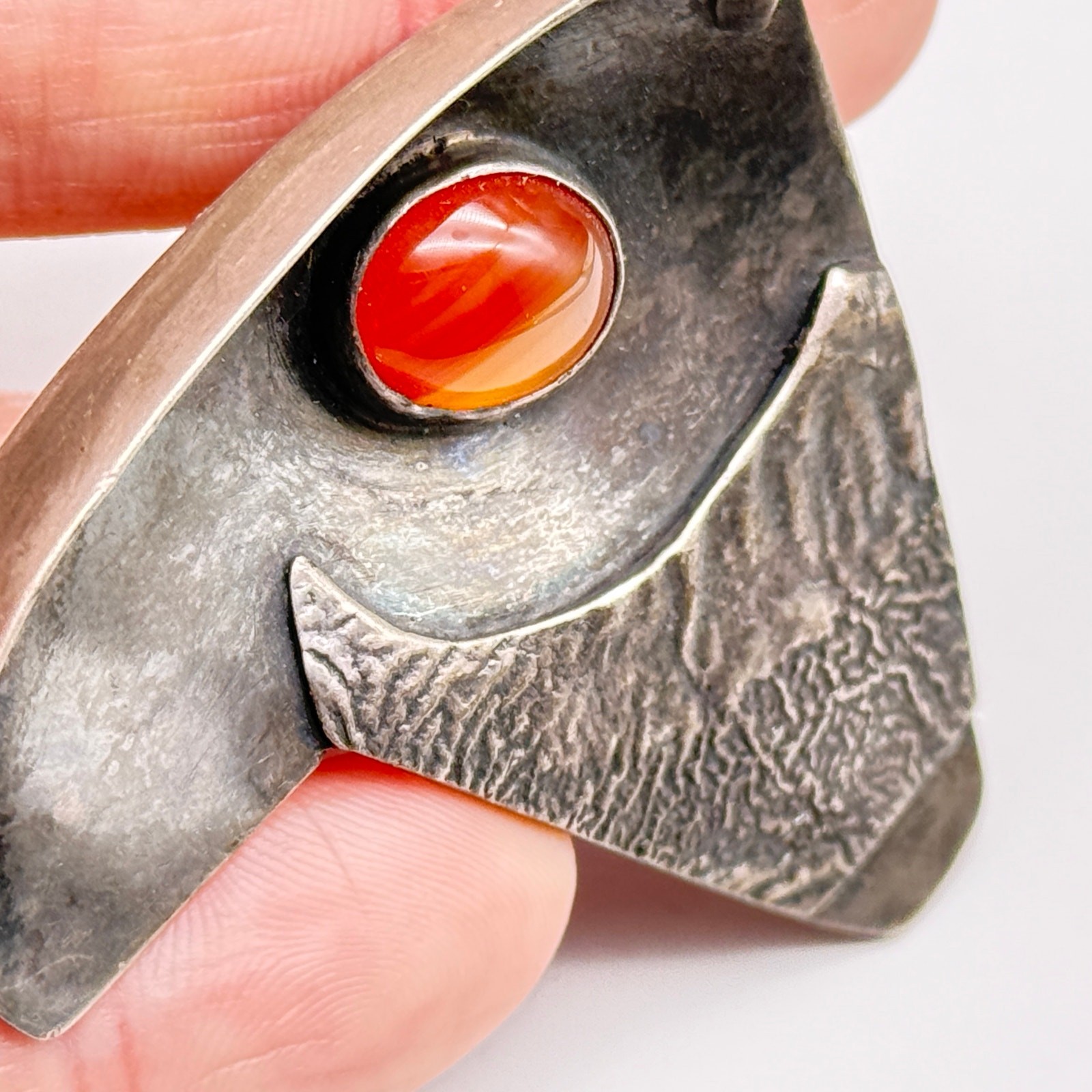 Vintage Brutalist Abstract Agate Silver Pendant