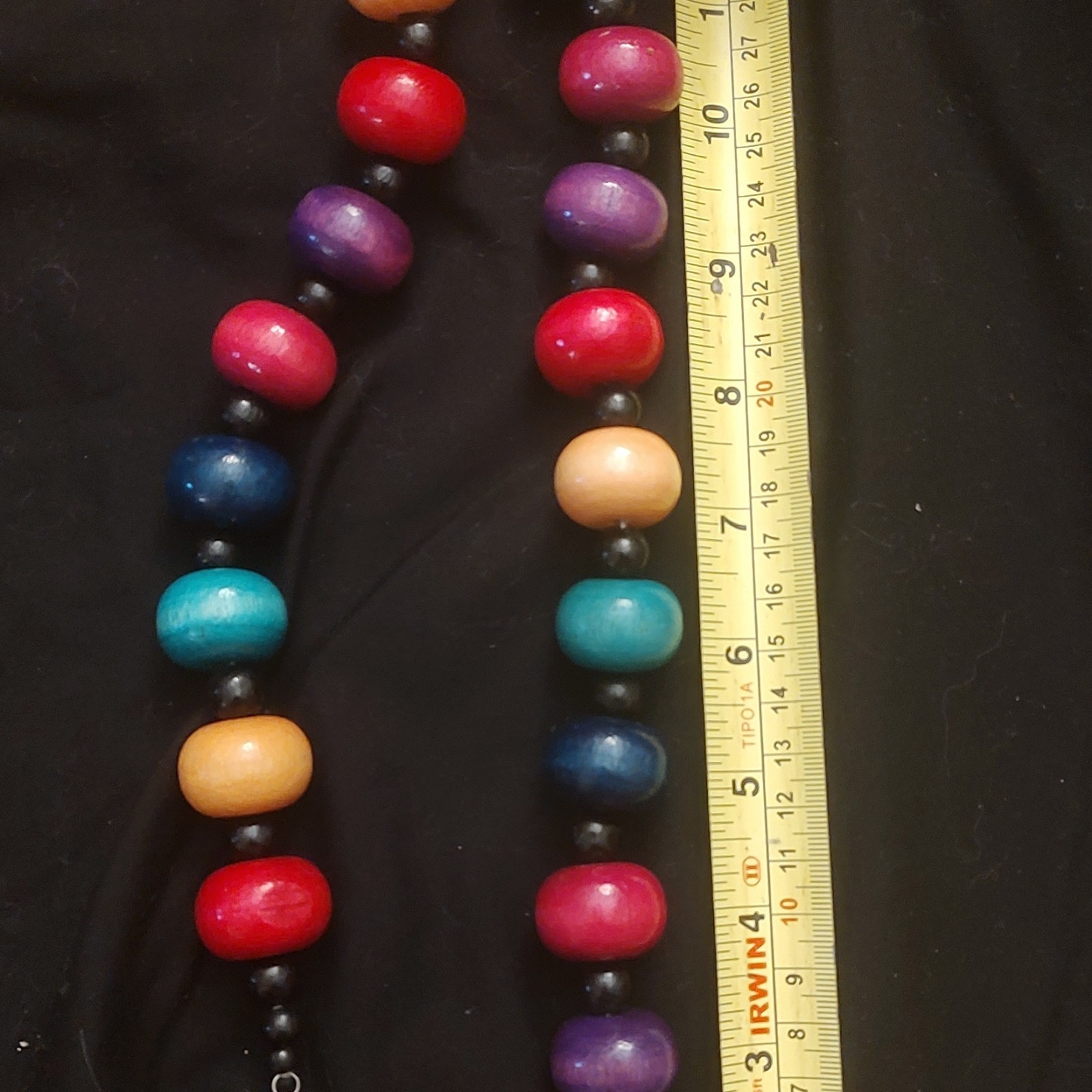 Vintage Colorful African Couture Fashion Hard Wood Necklace
